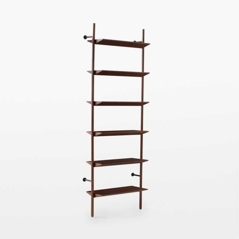 Nabla Brown Walnut Wood Wall Mount Bookcase - Image 4