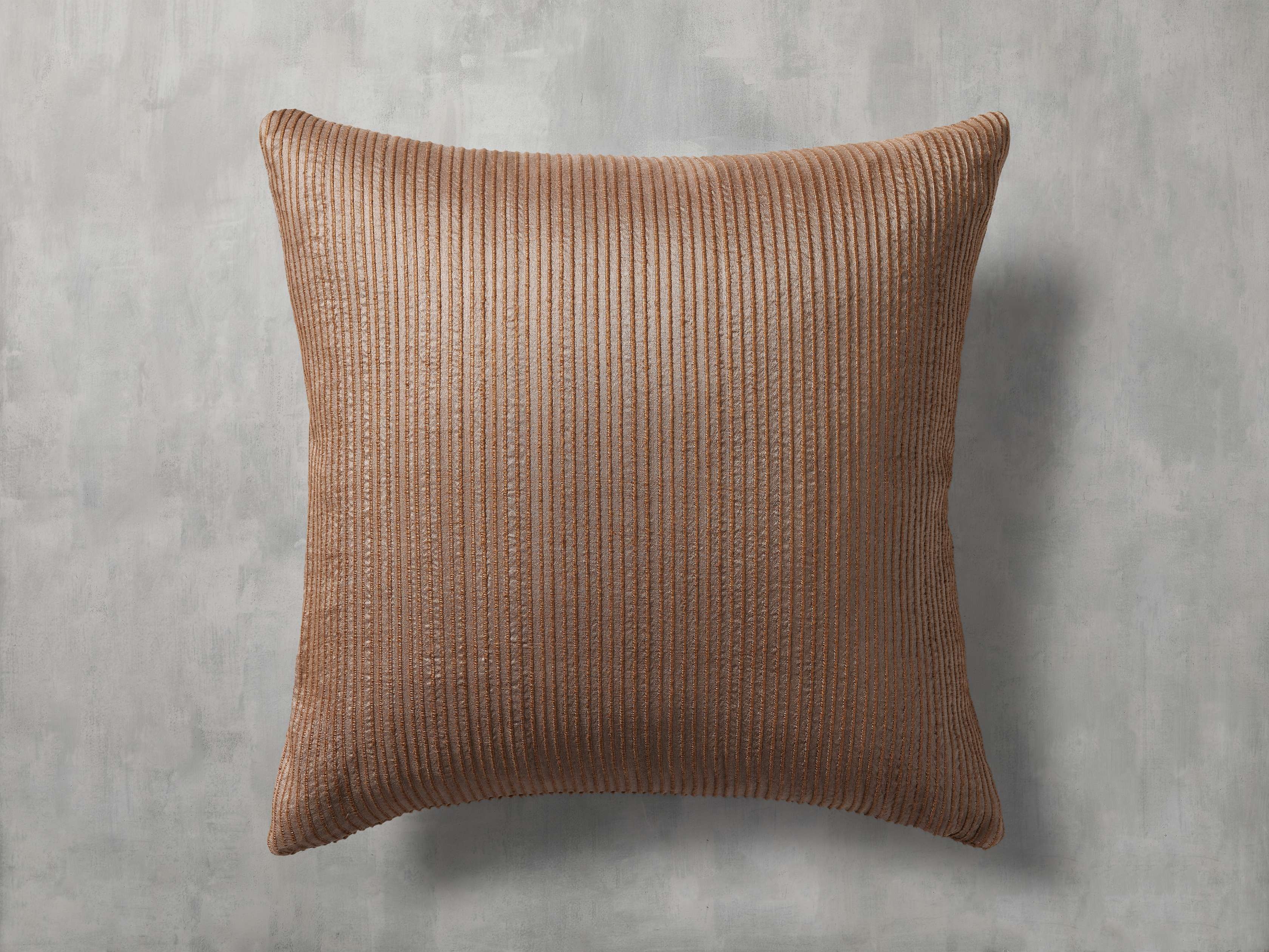 Raw Silk Ribbed Pillow Cover in Brown  Clay - Image 0