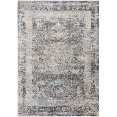 Square Willington Power Loom 1'6" x 1'6" Charcoal/Sky Area Rug - Image 0