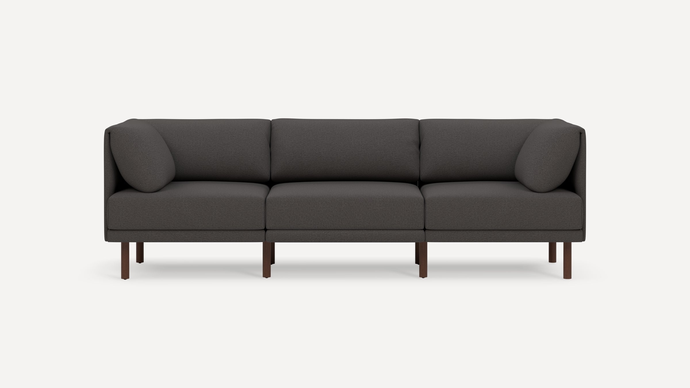 Range 3-Piece Sofa - Heather Charcoal - Performance Chenille / Walnut - Wood - Image 7