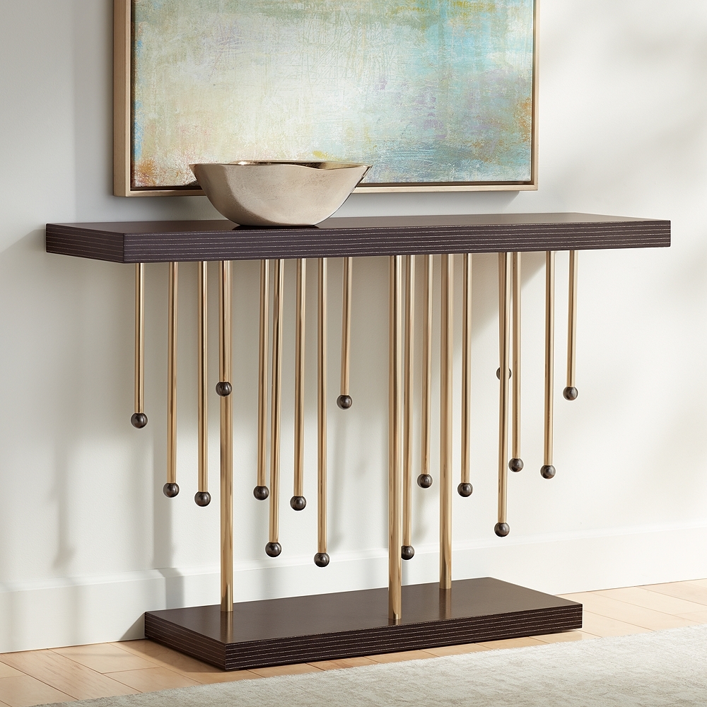 Rain 48" Wide Black and Gold Console Table - Image 0
