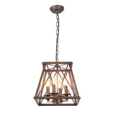 Suqare/Rectangle Pendant Candles Light Fixture Kitchen Island Chandeliers 4-Lights Industrial Style Pendant Lighting For Entryway,Hallway And Dining Room - Image 0