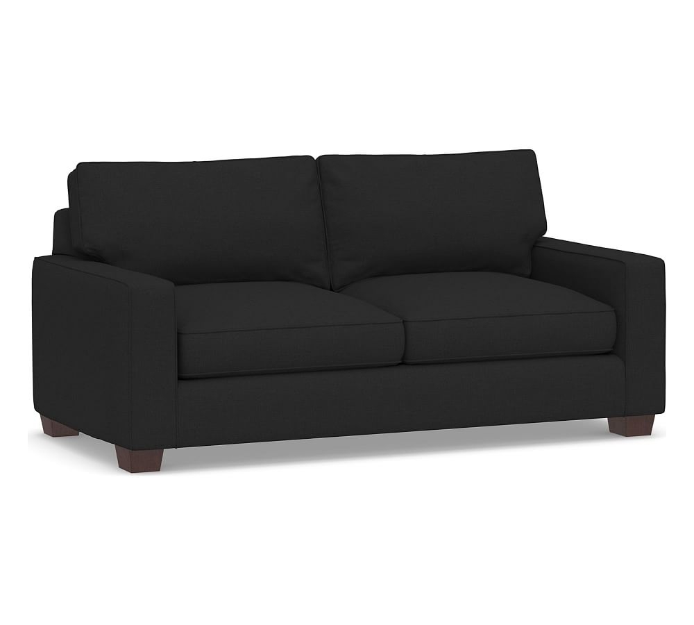 PB Comfort Square Arm Upholstered Deluxe Sleeper Sofa, Box Edge Memory Foam Cushions, Textured Basketweave Black - Image 0