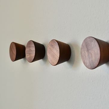 Modern Home Wooden Cone Wall Hook, Natural, Set Of 4 - Image 3