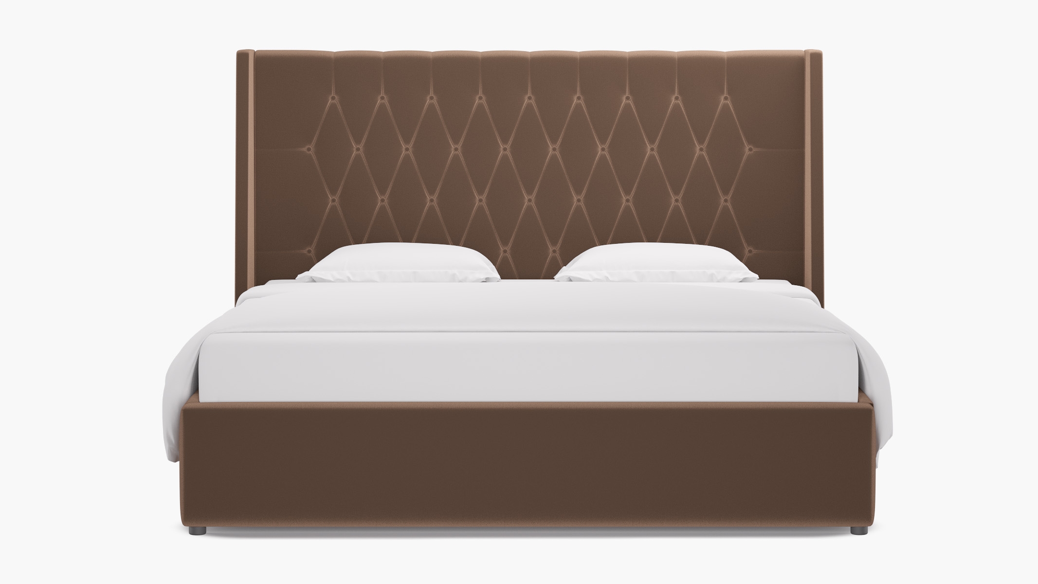 Tufted Wingback Bed, Mink Performance Plush Velvet, King - Image 0