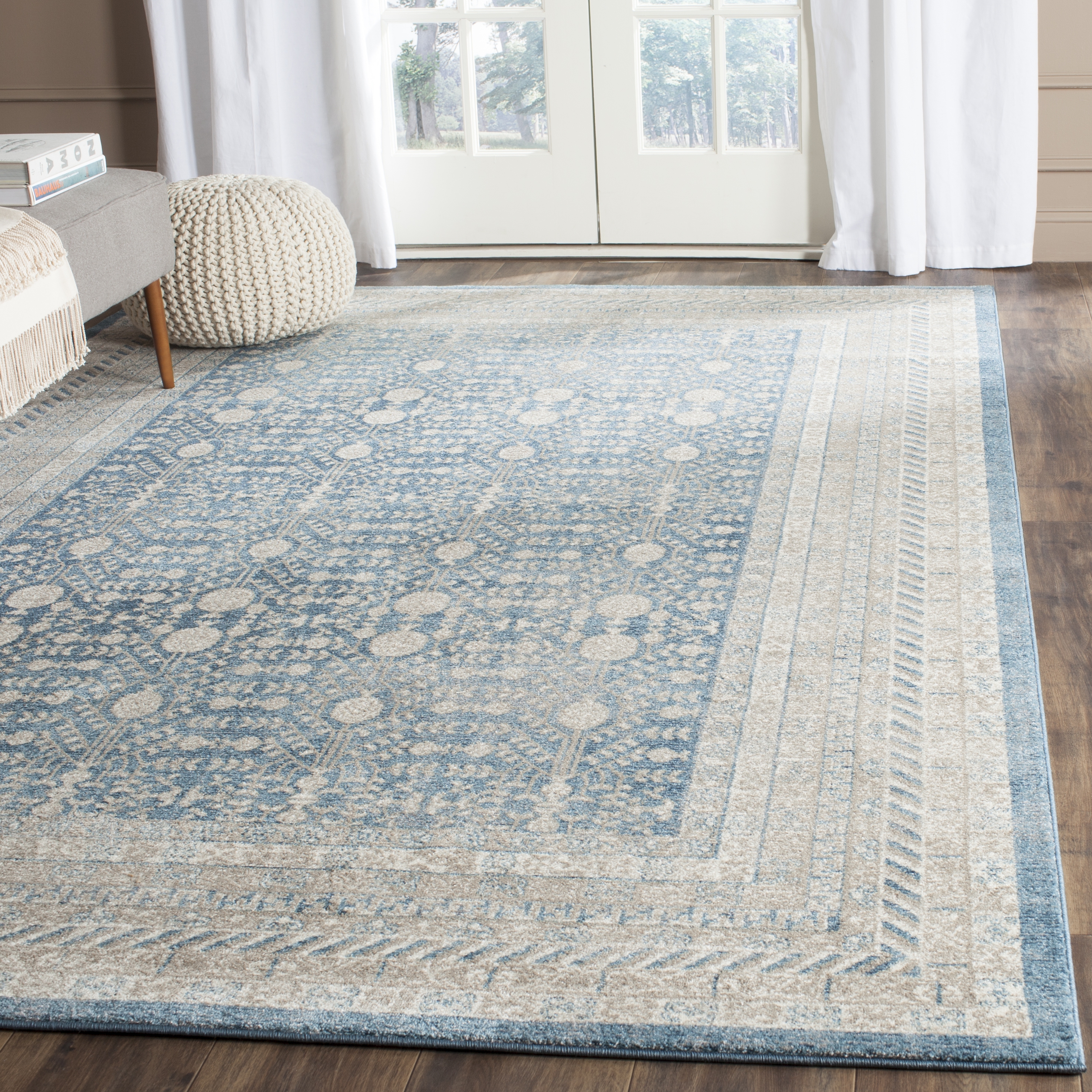 Arlo Home Woven Area Rug, SOF376C, Blue/Beige,  3' X 5' - Image 1