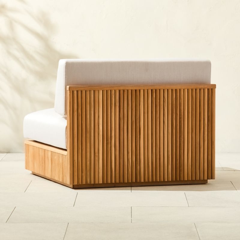Topia Teak Outdoor Armless Chair with White Sunbrella® Cushions - Image 2