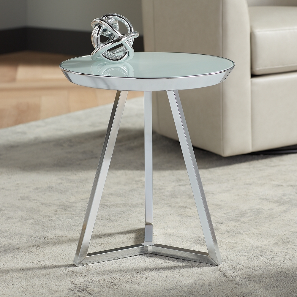 Studio 55D Carrie 16 1/2" Wide Modern Glass and Chrome End Table - Image 0