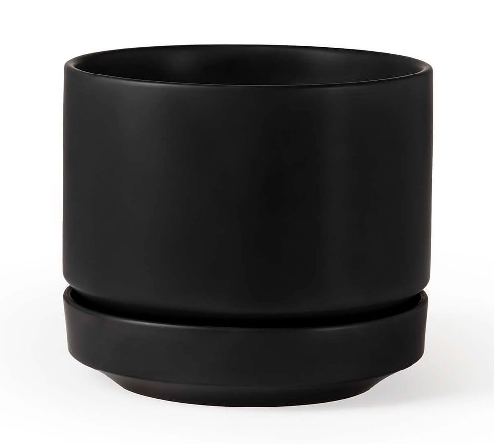 Modern Black Ceramic Planter, 10" - Image 0