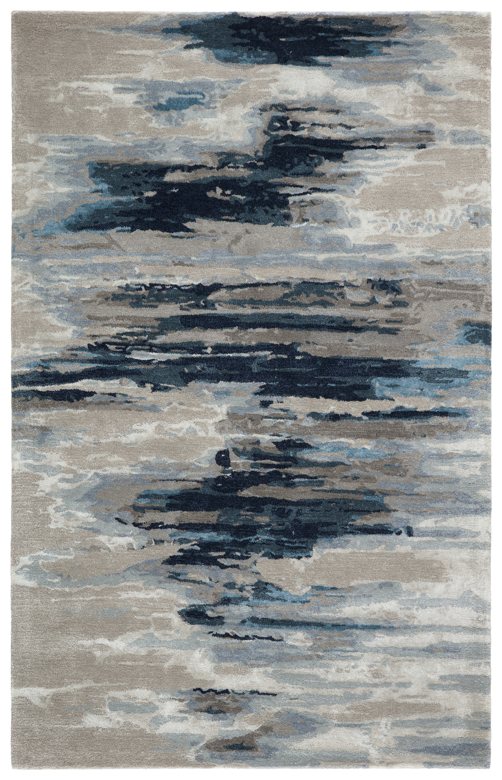 Ryenn Handmade Abstract Dark Blue/ Gray Area Rug (9'X13') - Image 0