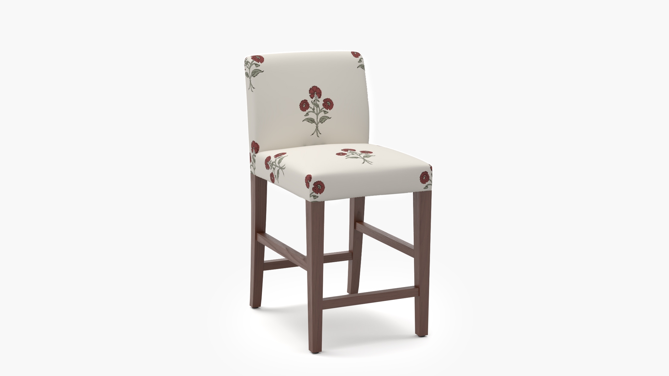 Signature Dining Counter Stool, Red Delphine, Walnut Square Tapered Leg - Image 1
