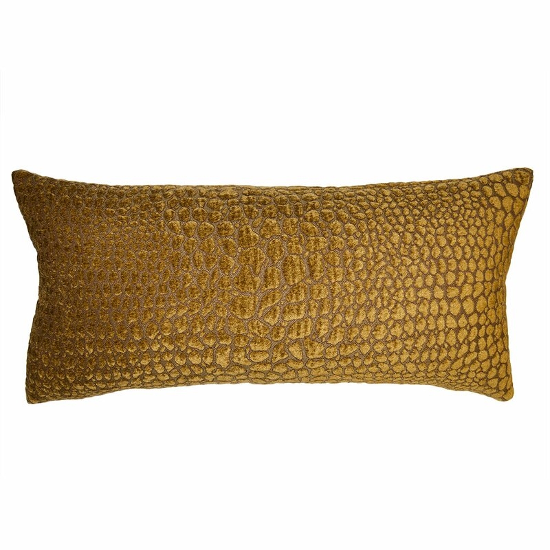 Square Feathers Croco Feathers Animal Print Pillow Size: 22" x 22" - Image 0
