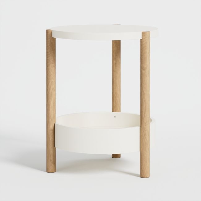 Set of 2 Redondo Two-Tone Wood Round Nursery Side Table - Image 0