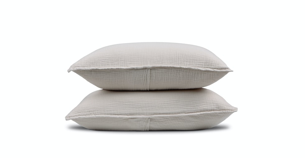 Leni King Cotton Gauze Sham Set - Light Taupe - Image 0