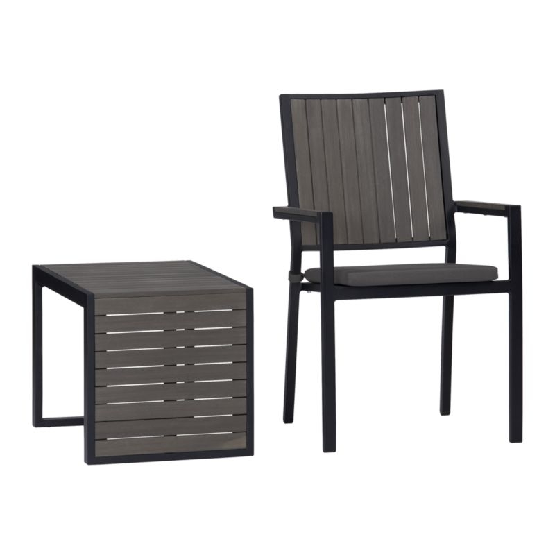 Alfresco II Grey Outdoor Dining Arm Chair with Charcoal Sunbrella ® Cushion - Image 7
