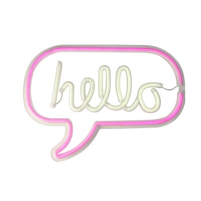 17" Neon Style LED Lighted Hello Bubble Window Silhouette Sign - Image 0