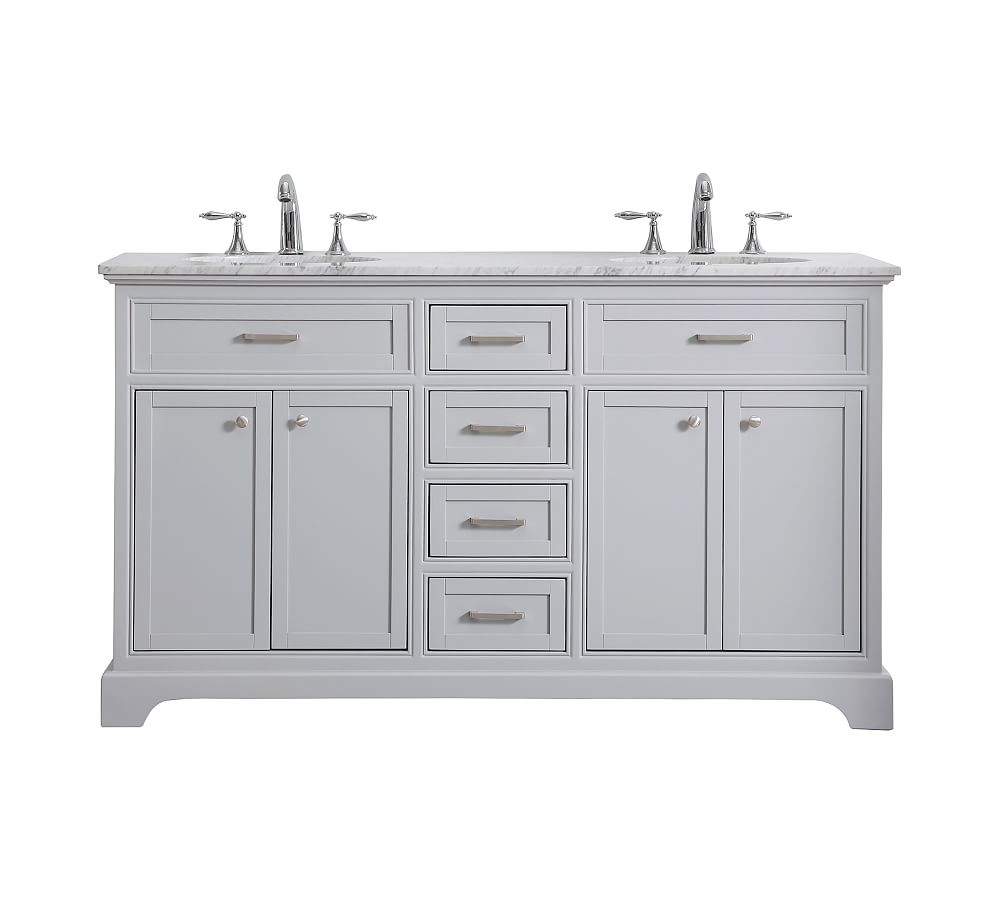 Light Gray Warner Double Sink Vanity, 60" - Image 0