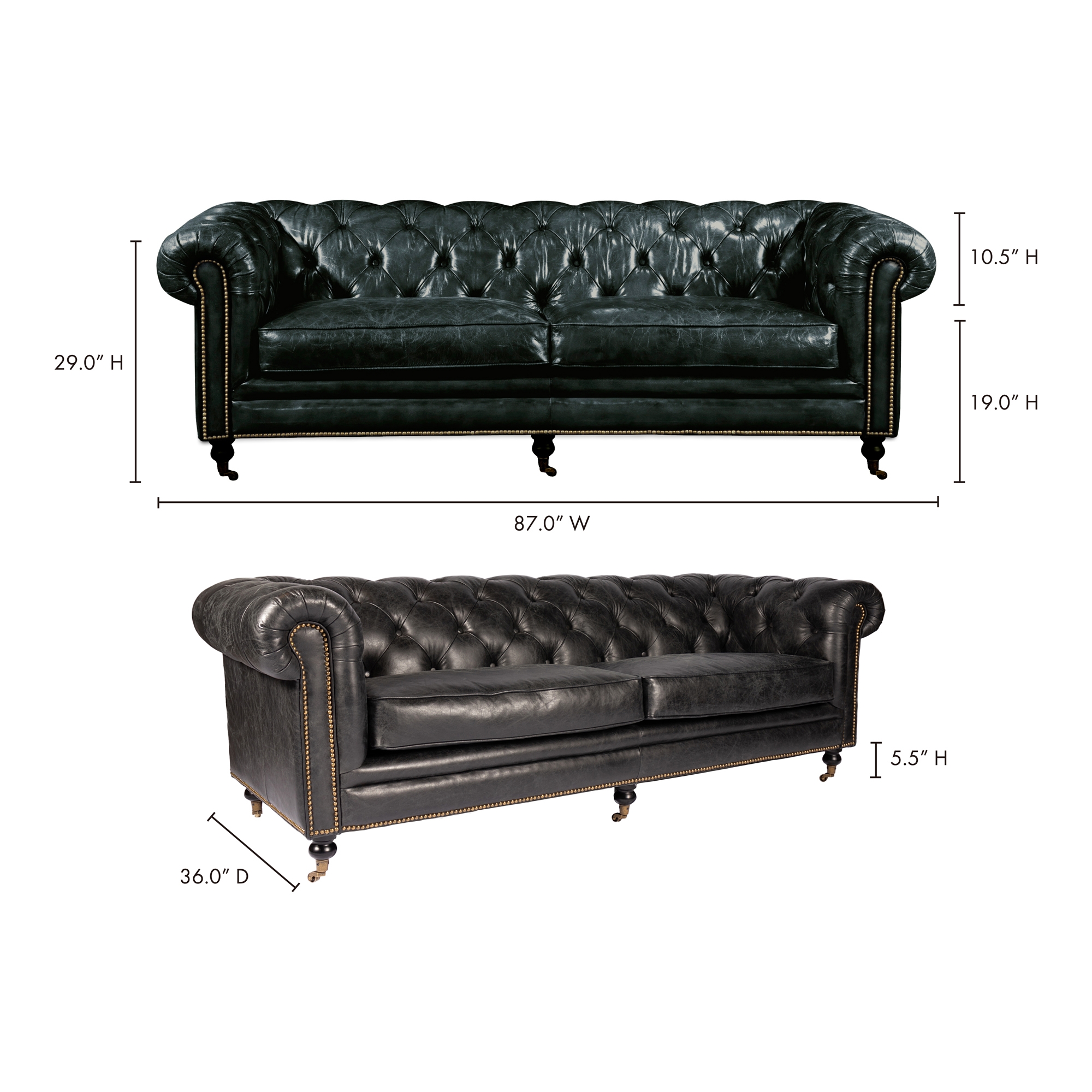 Birmingham Sofa Black Leather - Image 12