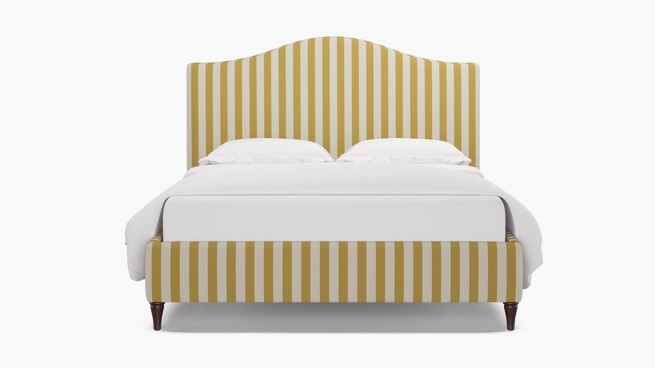 Camelback Bed, Citrine Cabana Stripe, Espresso Decorative Tapered Leg, Twin - Image 0