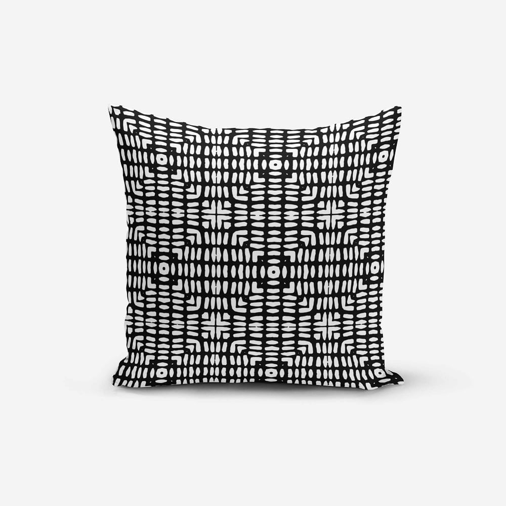 Rochelle Porter Design Mali Pillow Cover, Cotton, Black & White, 18"x18" - Image 0