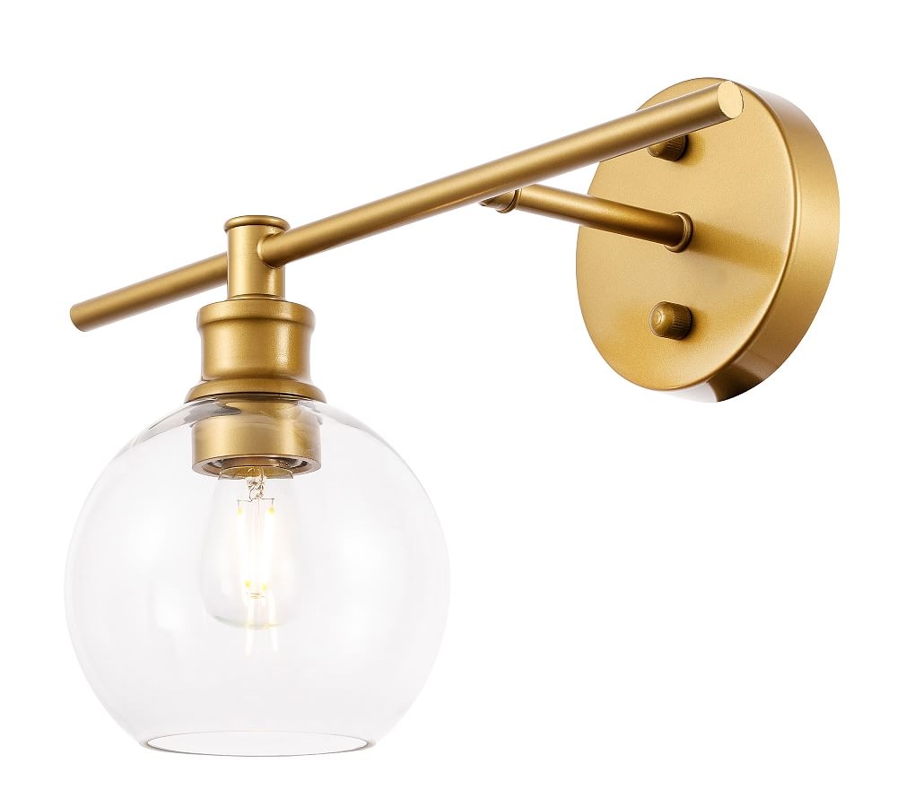 Collem Single Sconce, 14.7", Brass And Clear Glass - Image 0