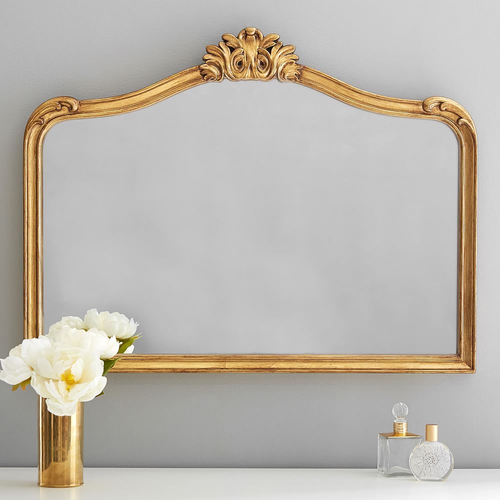 Ornate Filigree Mirror, Large, Brass - Image 1