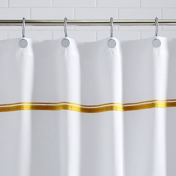 Embroidered Stripe Shower Curtain, 72"x74", Dark Horseradish - Image 1
