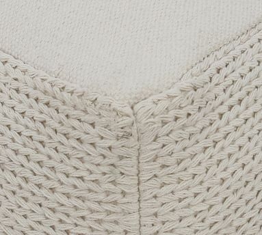 Braided Hand Woven Pouf, 22x22x14", Ivory - Image 2
