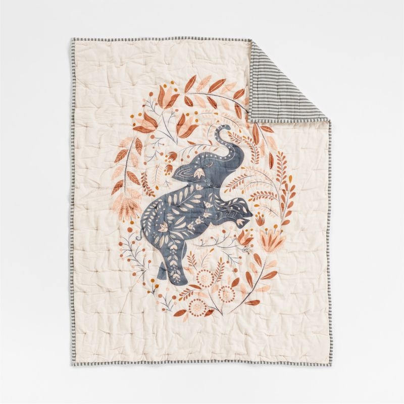 Stay Cool Botanical Elephant Organic Cotton Baby Changing Pad Cover - Image 2