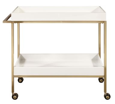 Goldonna 36" Bar Cart, White/Gold - Image 3