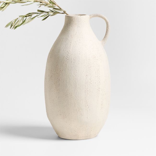 Antiguo White Terracotta Vase 18" - Image 0
