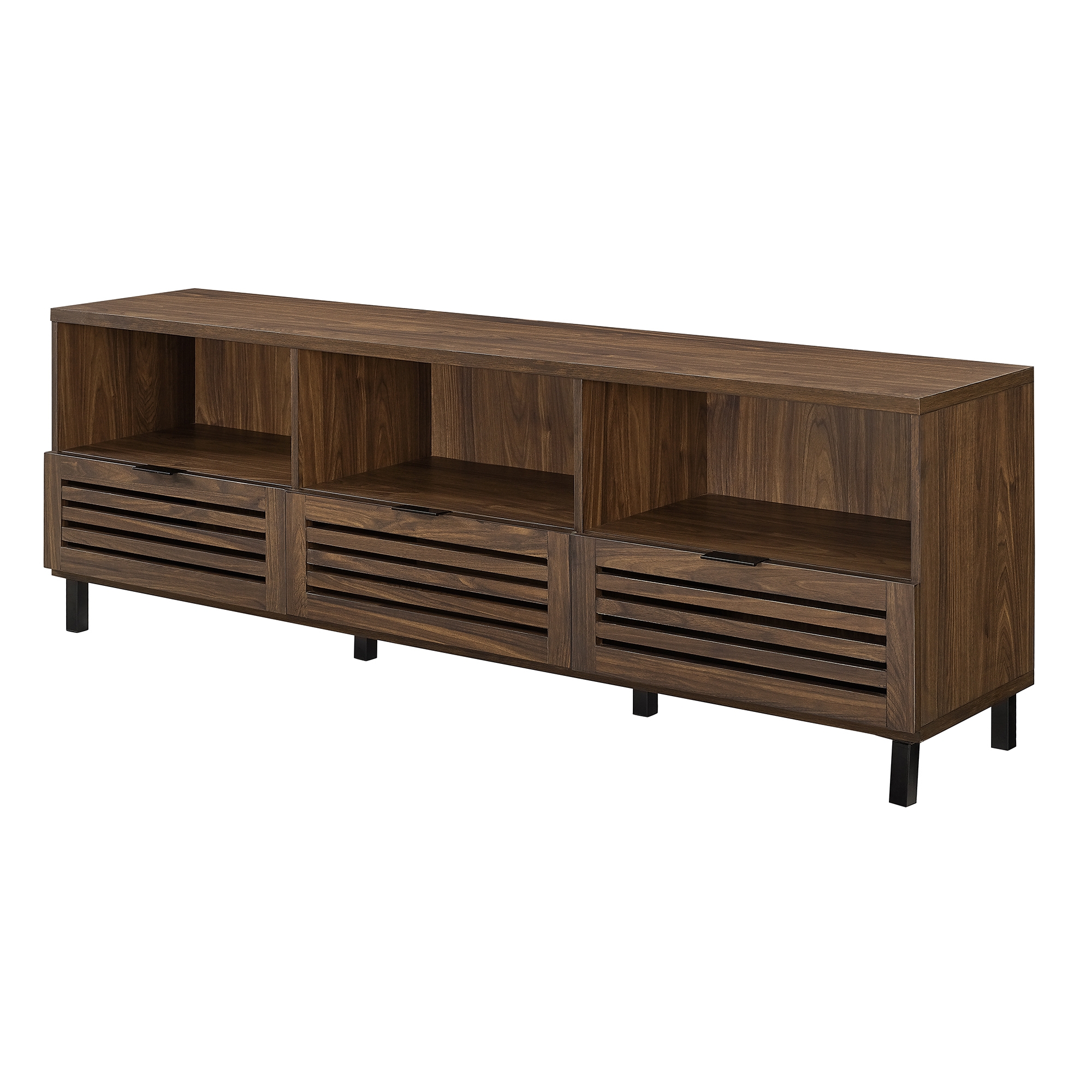 Jackson 70" Modern Slat Door TV Stand - Dark Walnut - Image 2