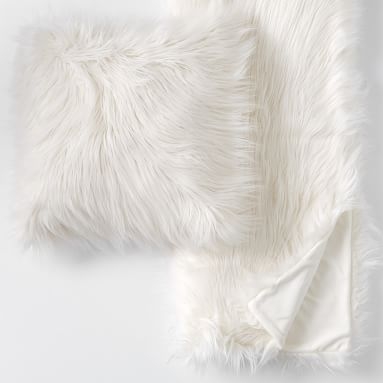 Himalayan Faux-Fur Pillow &amp; Throw Set, 18X18, Himilayan Blush - Image 4