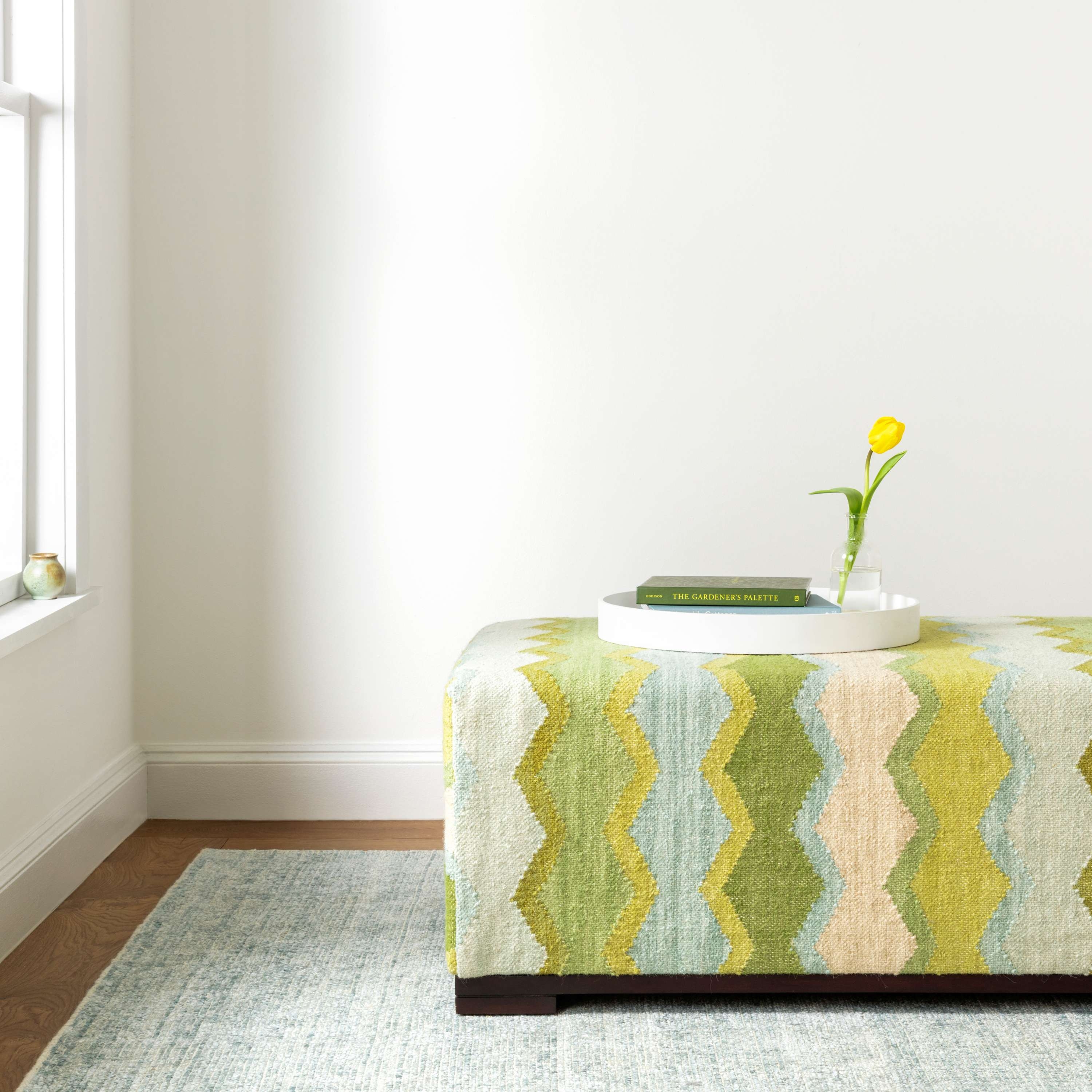 Quartz Ocean Handwoven Viscose/Cotton Rug - Image 2