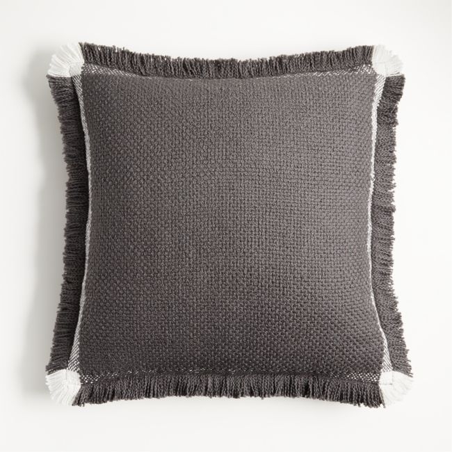 Weekend Storm Grey Organic Cotton 23x23 Throw Pillow Cover with Down-Alternative Insert - Image 0