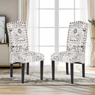 Dining Script Fabric Accent Chair Set Of 2 - Image 0