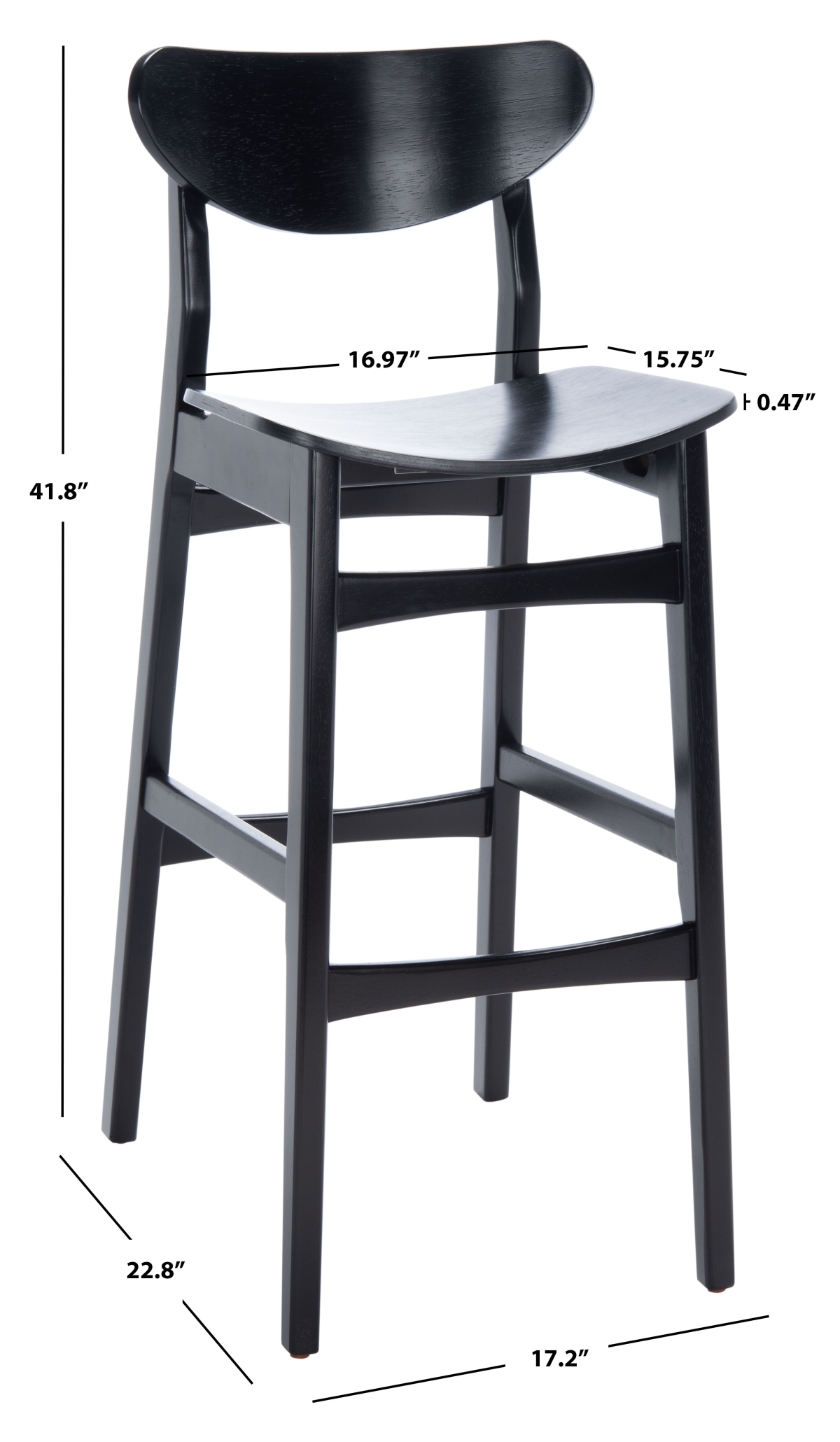 Thaxton Bar Stool - Black - Safavieh - Image 8