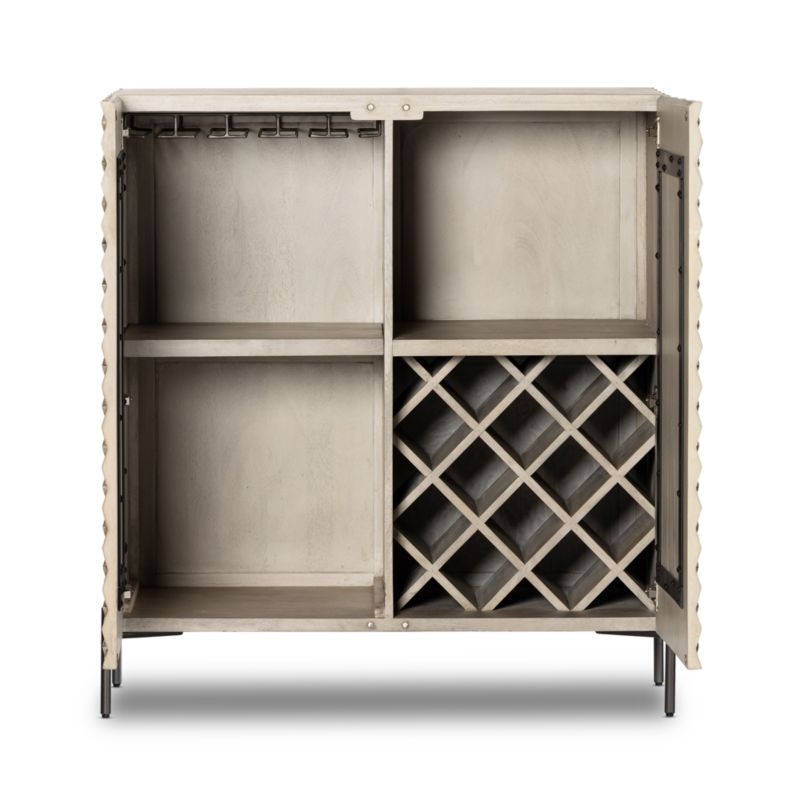 Raffael 39" Grey Wash Wood Bar Cabinet with Storage - Image 3