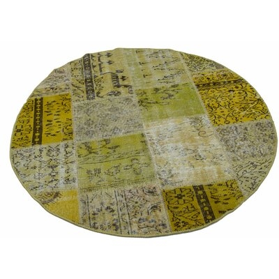 One-of-a-Kind Galli Hand-Knotted 1960s Turkish Green 5' Round Area Rug - Image 0