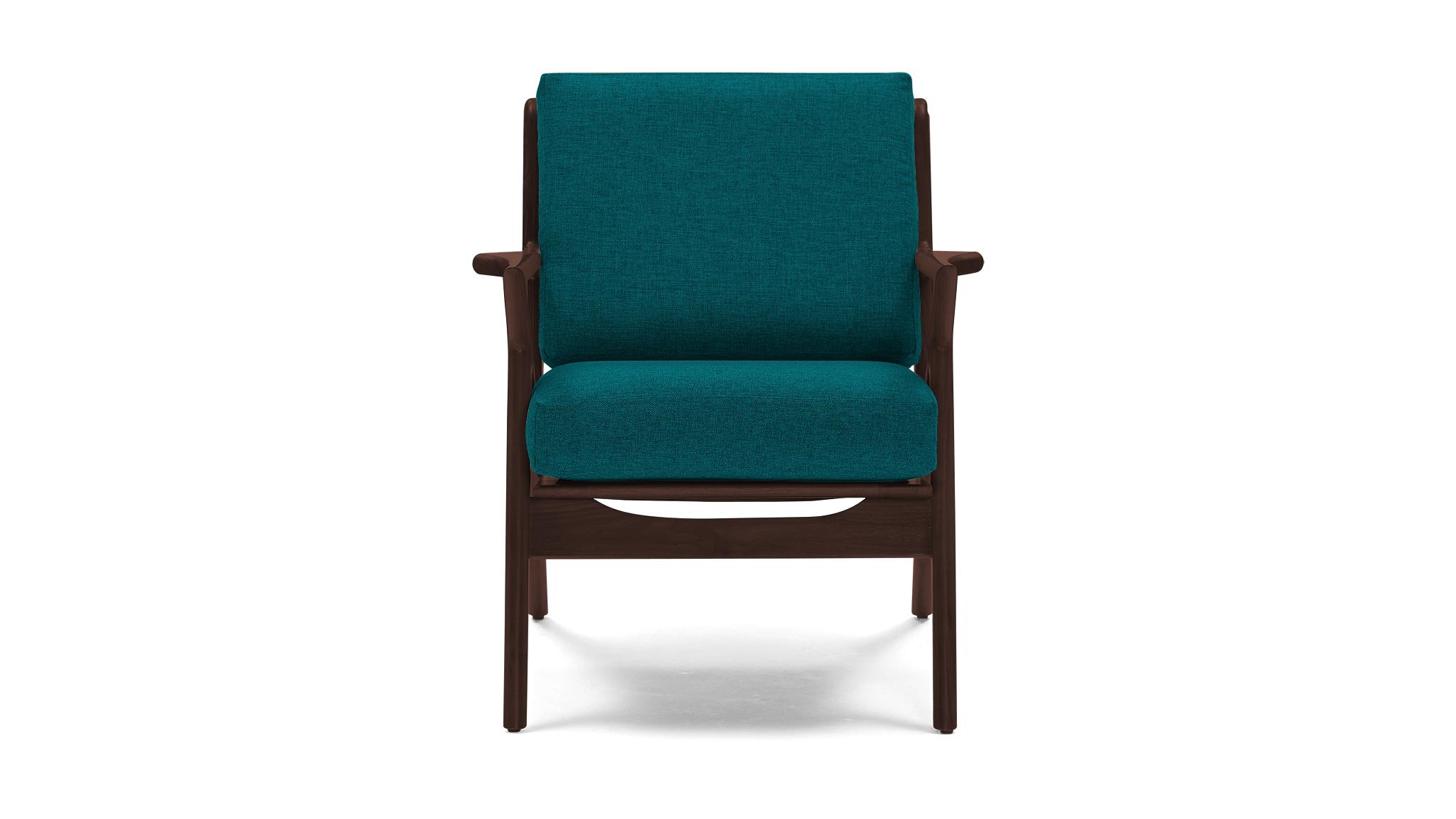 Blue Soto Mid Century Modern Chair - Lucky Turquoise - Walnut - Image 0