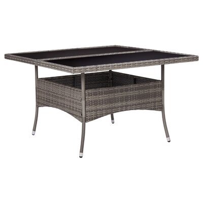 Vidaxl Outdoor Dining Table Gray Poly Rattan And Glass - Image 0