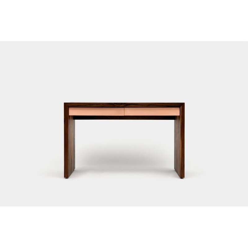 ARTLESS SQM Solid Wood Writing Desk Size: 30" H x 48" W x 24" D, Color: Brushed Rose Gold - Image 0