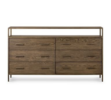 Modern Oak Extra Wide Drawer Dresser, Bronze - Image 1