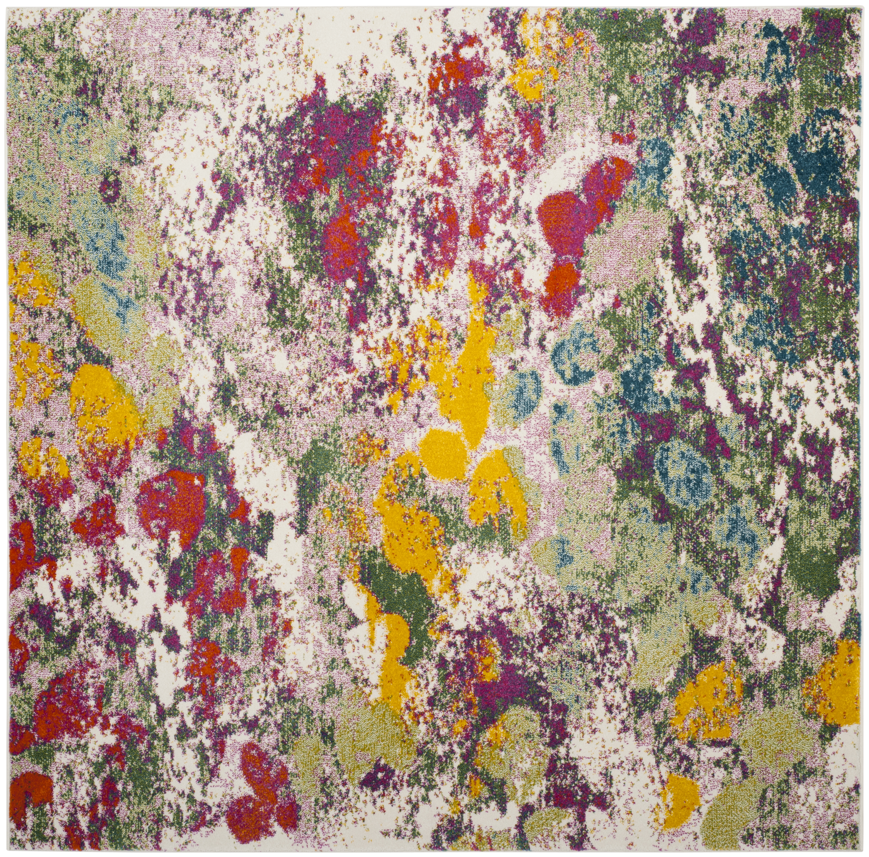 Arlo Home Woven Area Rug, WTC696E, Light Green/Rose,  6' 7" X 6' 7" Square - Image 0