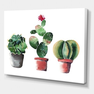 Three Cactus In Clay Pots - Traditional Canvas Wall Art Print-FDP35155 - Image 0