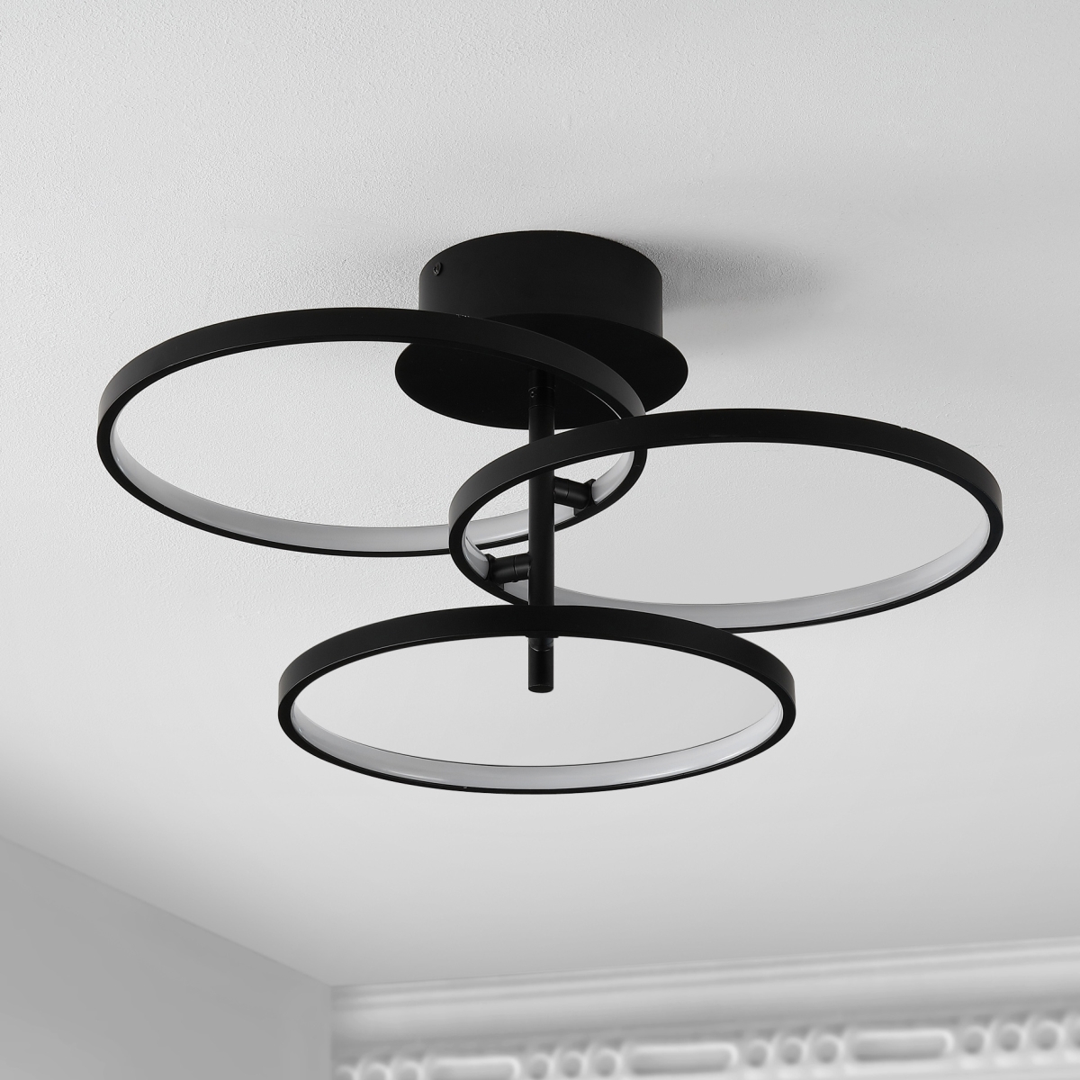 Saretta Led 21" Flush Mount - Matte Black - Safavieh - Image 3