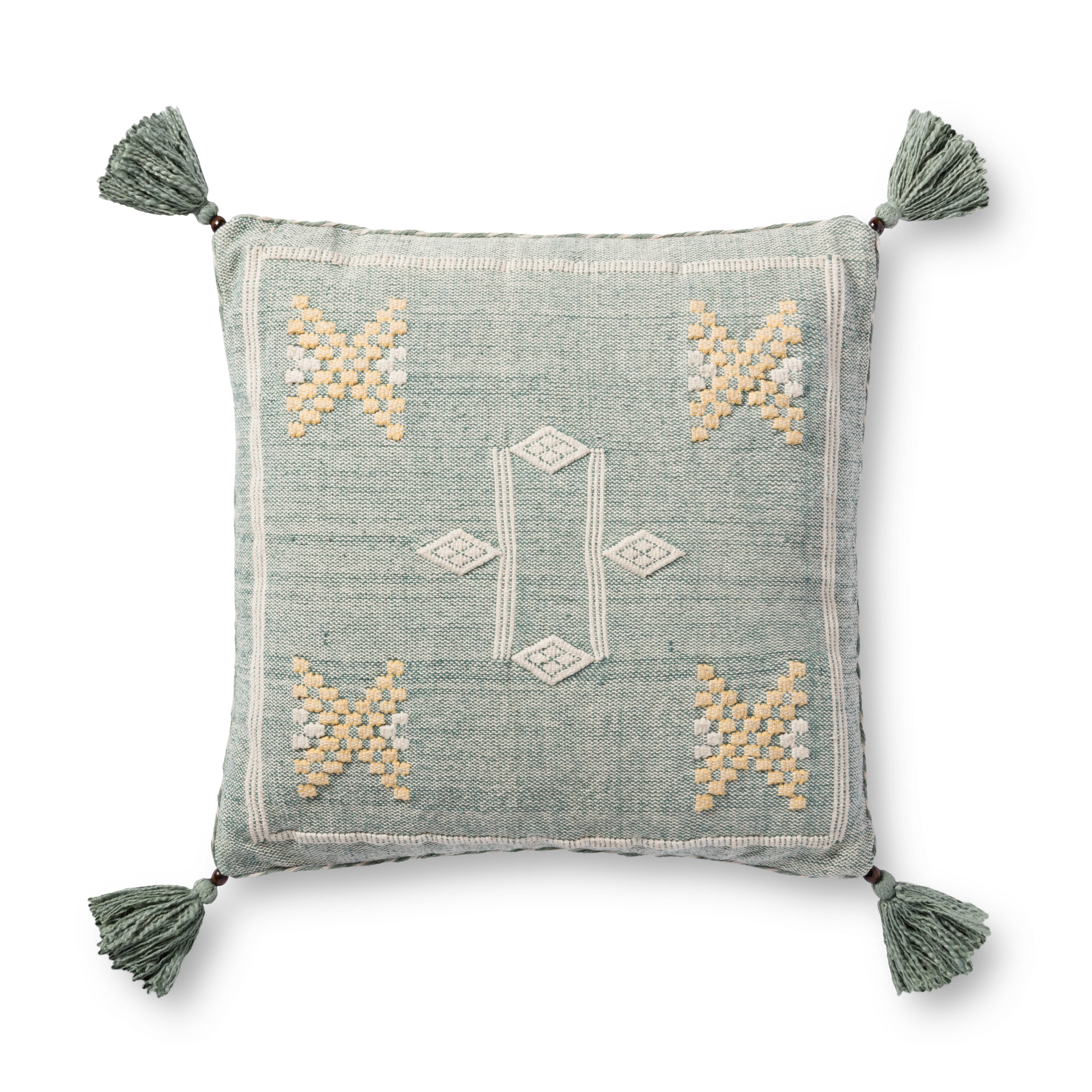 PILLOWS P4145 GREEN / MULTI 18" x 18" Cover w/Down - Image 0