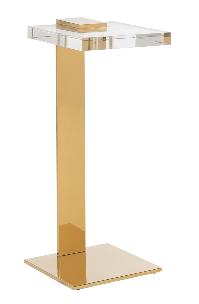 Mars Acrylic Drink Table - Clear/Brass - Image 2