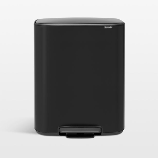 Brabantia Matte Black Bo Step On Dual Compartment Recycling Trash Can, 2 x 8 Gallon - Image 0