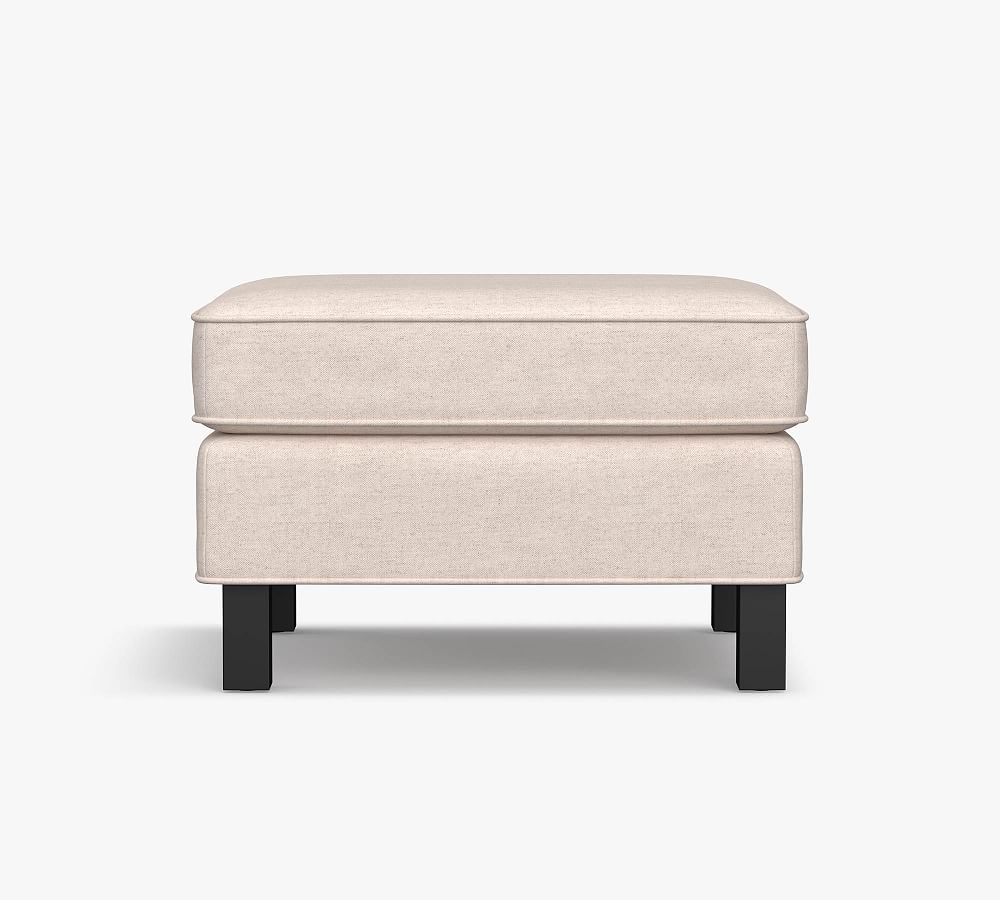 Tyler Square Arm Upholstered Ottoman, Polyester Wrapped Cushions, Park Weave Charcoal - Image 0